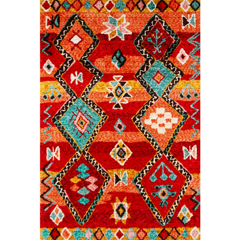 Bohemian Americanan Print Raping Red Polyester Area Tapis Easy Care Care pour le salon
