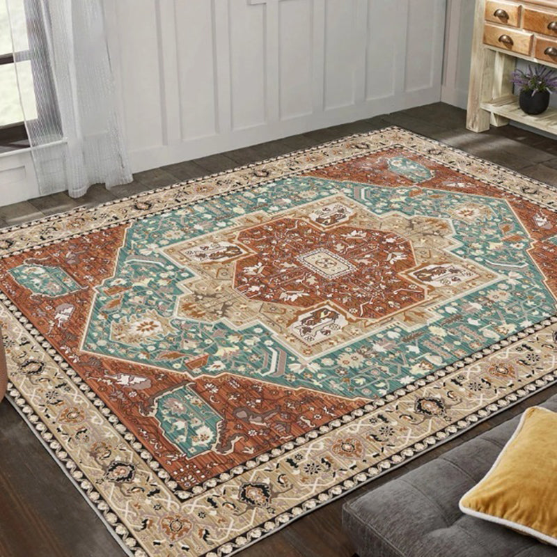 Traditional Home Decoration Area Rug Ethnic Print Carpet Polyester Pet Friendly Indoor Carpet