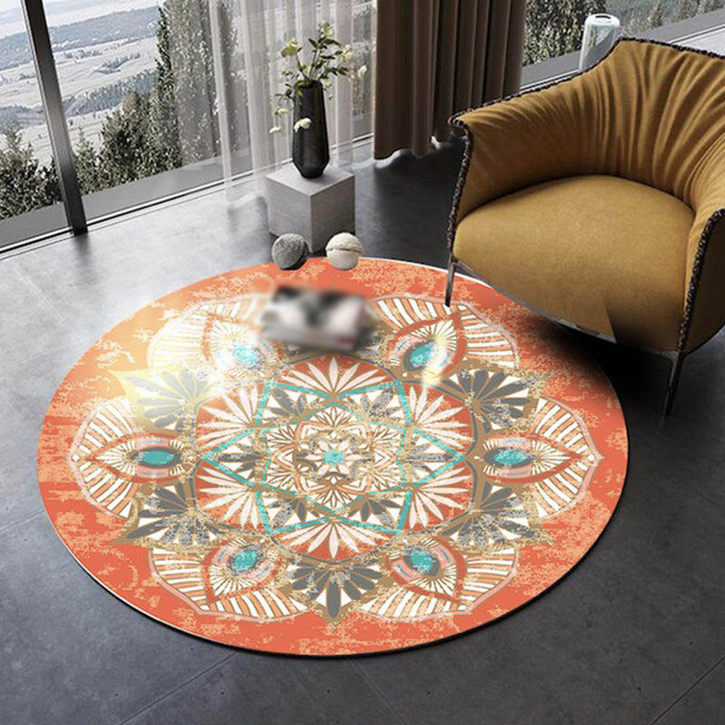 Stylish Green Bohemian Carpet Polyester Americana Pattern Area Rug Non-Slip Rug for Home Decor