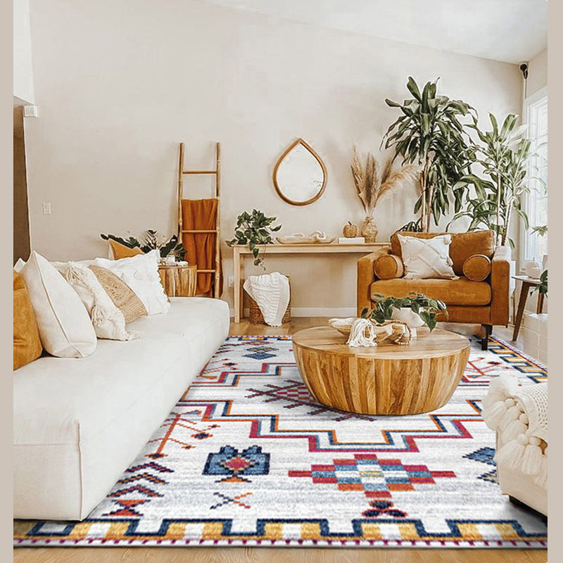 Chic Blue Marocco Teppich Stammesdruck Polyester Fläche Teppich Easy Care Waschable Teppich für Wohnzimmer