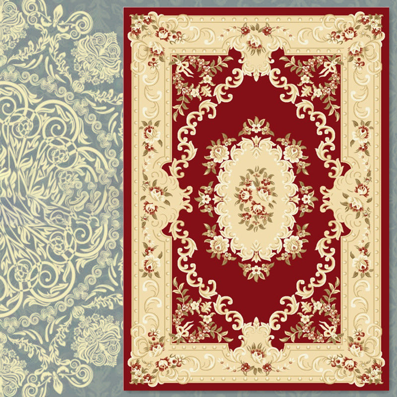 Traditional Medallion Print Carpet Polyester Area Rug Pet Friendly Indoor Carpet for Living Room