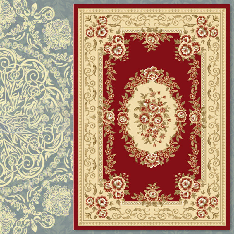 Traditional Medallion Print Carpet Polyester Area Rug Pet Friendly Indoor Carpet for Living Room