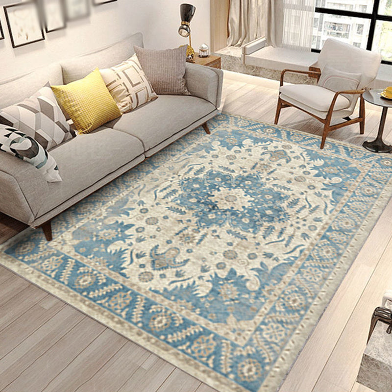 Fancy Red Area Carpet Morocco Antique Pattern Area Rug Polyester Non-Slip Rug for Living Room