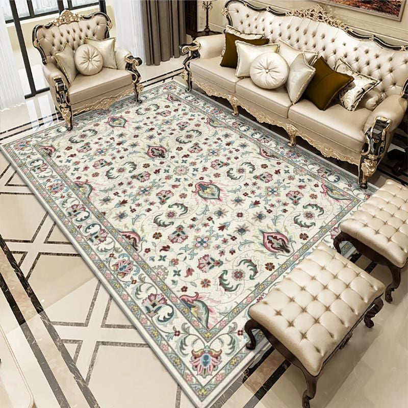 Fancy Red Area Carpet Morocco Antique Pattern Area Rug Polyester Non-Slip Rug for Living Room