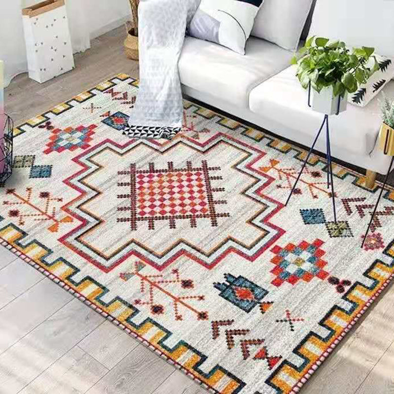 Fancy Red Area tapijt Marokko Marokko Antiek patroon Area Rug Polyester Niet-slip Tapijt voor woonkamer
