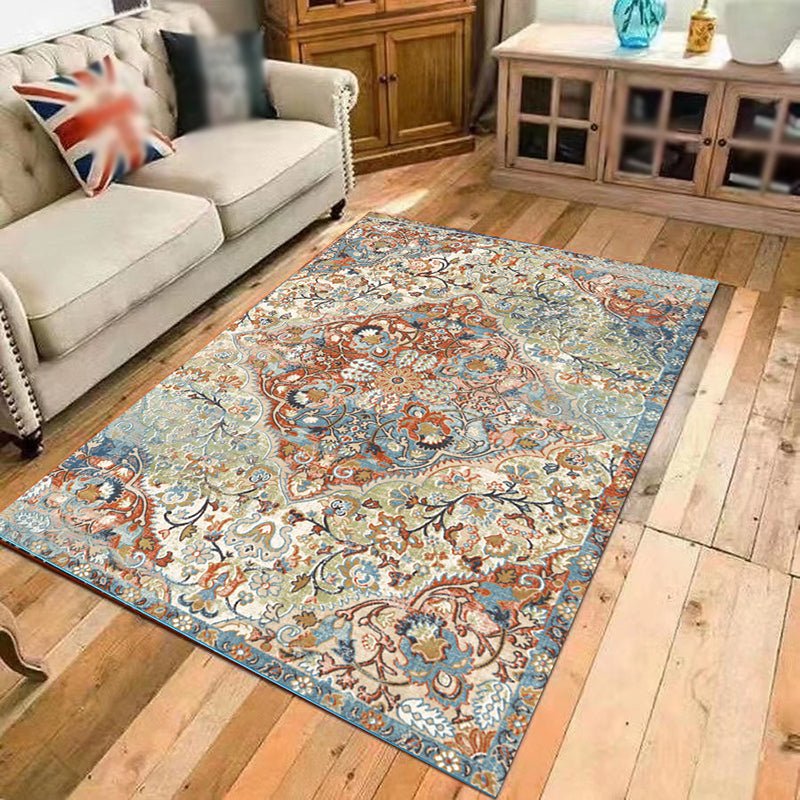 Vintage Home Decoration Rug Floral Pattern Area Carpet Polyester Stain Resistant Indoor Carpet