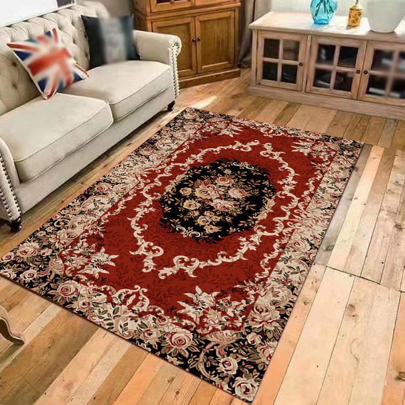 Vintage Home Decoration Rug Floral Pattern Area Carpet Polyester Stain Resistant Indoor Carpet