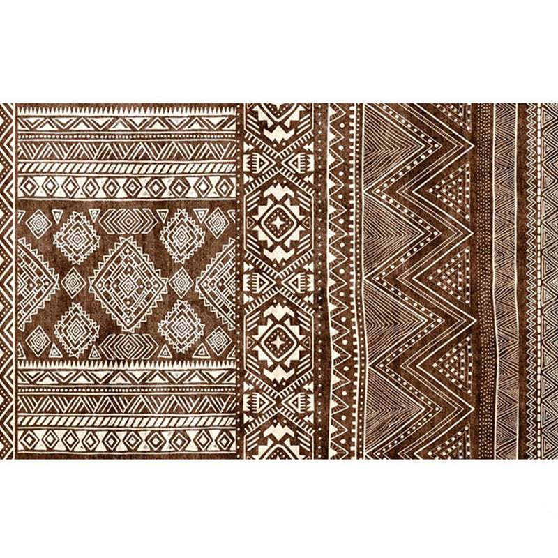 Boho Indoor Rug Antique Tribal Symbols Carpet Polyester Stain Resistant Rug for Home Decoration