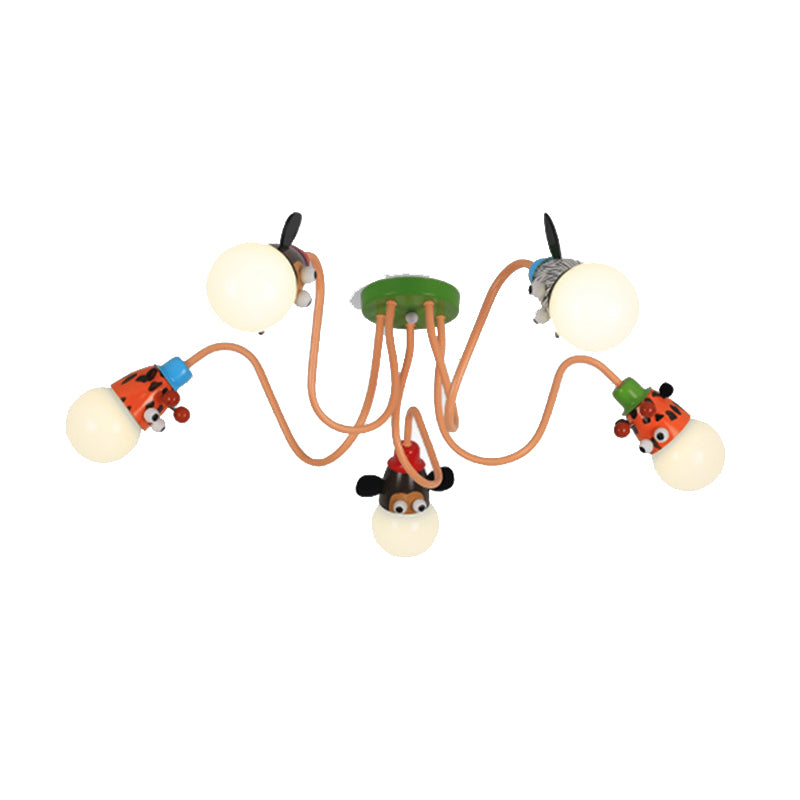 Kids Creative Sputnik Ceiling Light Wrought Iron Cartoon Semi Flush Mount for Interior Spaces