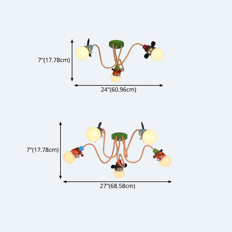 Kids Creative Sputnik plafonnier Light Whited Iron Cartoon Semi Flush Flush Mount pour les espaces intérieurs