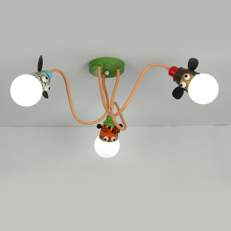 Niños Creative Sputnik Techo Luz de hierro forjado Cartoon Semi Flush Mount para espacios interiores