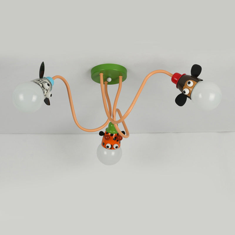 Kids Creative Sputnik Ceiling Light Wrought Iron Cartoon Semi Flush Mount for Interior Spaces