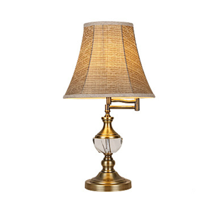 Crystal Beige / Brown Brown Light Light Simple Bell Bell Single Light Light Traditional Style Lampe pour chambre à coucher