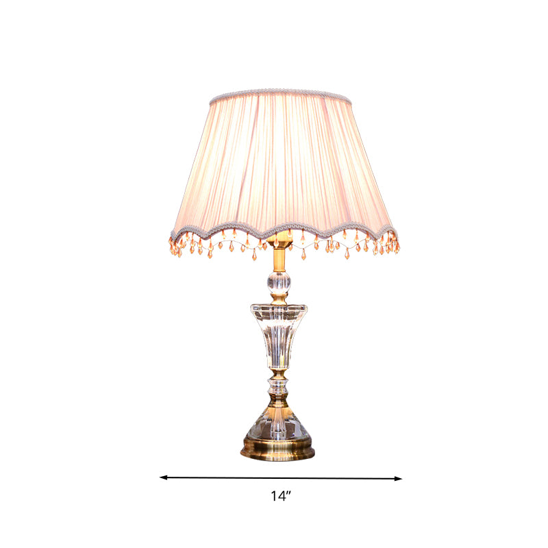 Ombre plissée Crystal Night Table LAMP MINMISMALISME 1 Light Light Light Stringtand en rose avec accent en cristal