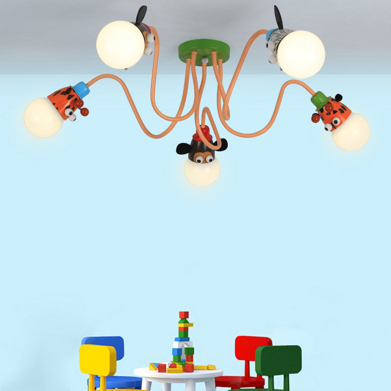 Niños Creative Sputnik Techo Luz de hierro forjado Cartoon Semi Flush Mount para espacios interiores