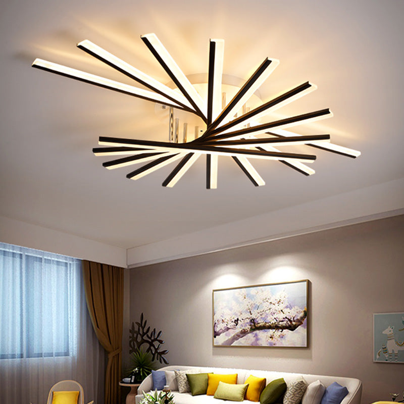 Modern Creative Fan Shaped Semi Flush Mount Ceiling Light for Living Room