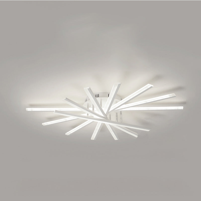 Modern Creative Fan Shaped Semi Flush Mount Ceiling Light for Living Room