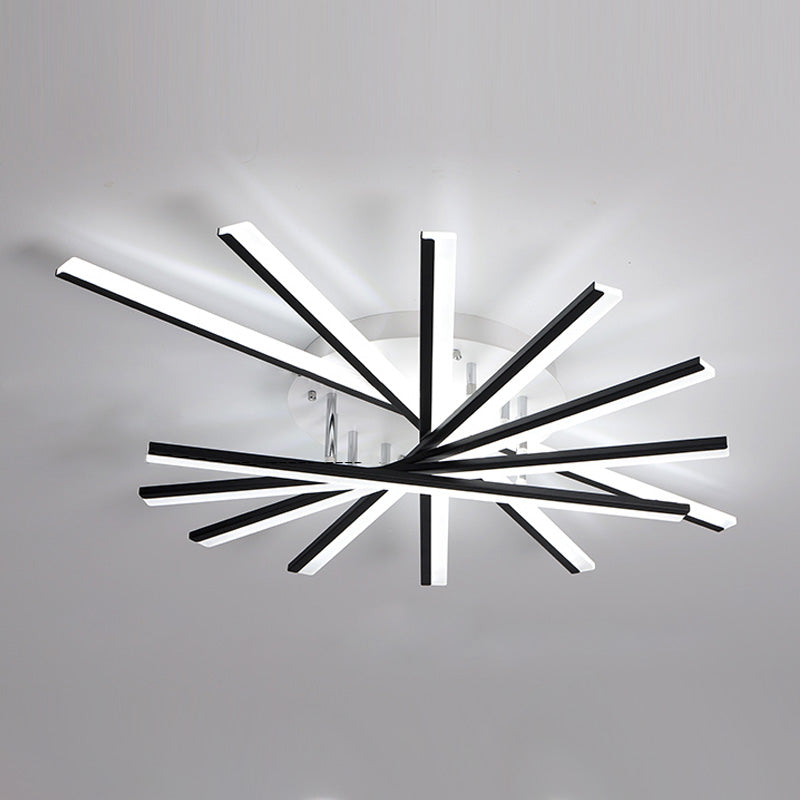 Modern Creative Fan Shaped Semi Flush Mount Ceiling Light for Living Room