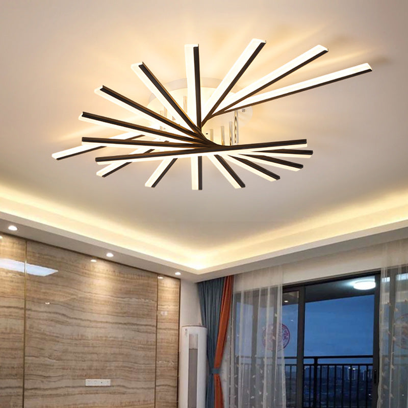 Modern Creative Fan Shaped Semi Flush Mount Ceiling Light for Living Room