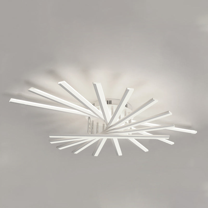 Modern Creative Fan Shaped Semi Flush Mount Ceiling Light for Living Room