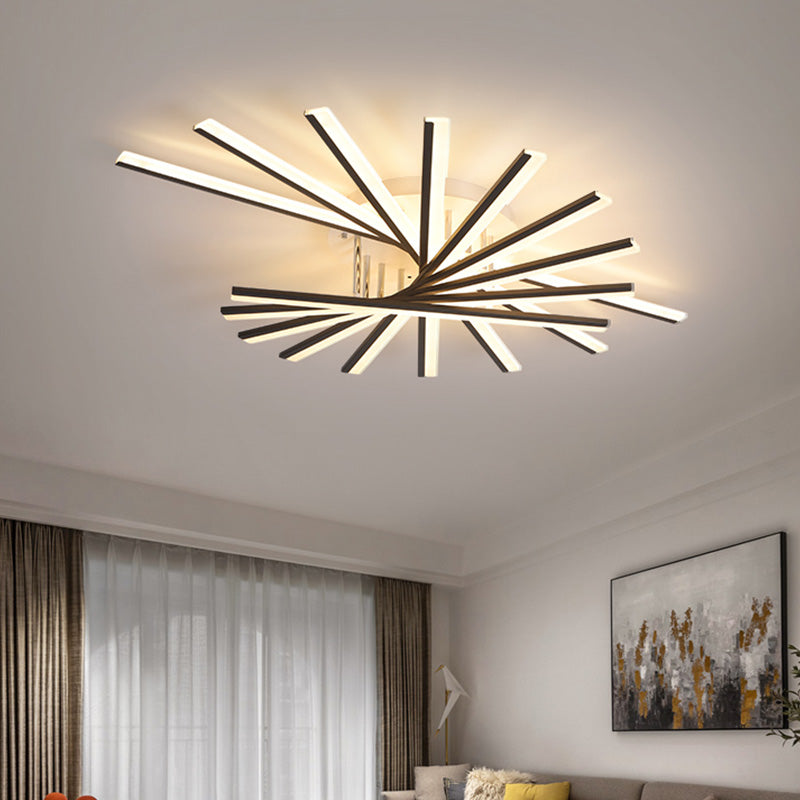 Modern Creative Fan Shaped Semi Flush Mount Ceiling Light for Living Room