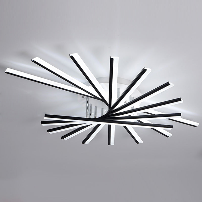 Modern Creative Fan Shaped Semi Flush Mount Ceiling Light for Living Room