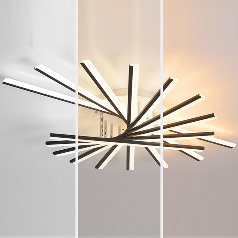 Modern Creative Fan Shaped Semi Flush Mount Ceiling Light for Living Room