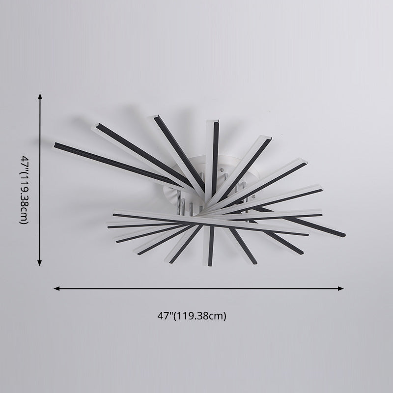 Luz de techo de montaje semi rasgador en forma de ventilador creativo moderno para la sala de estar