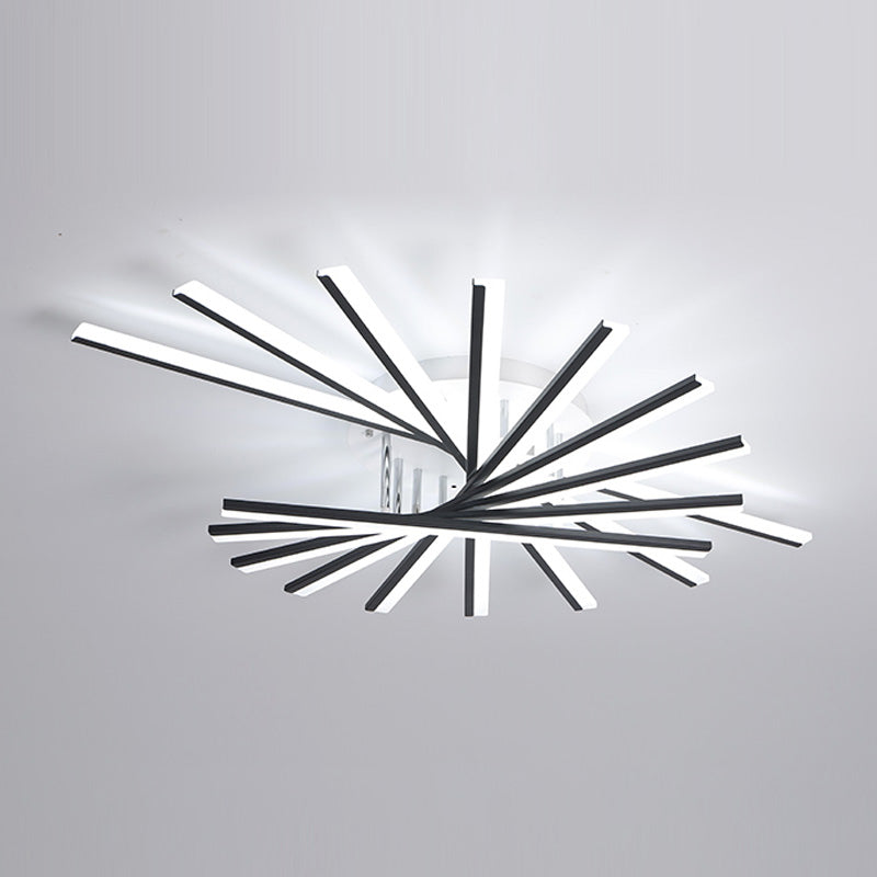 Modern Creative Fan Shaped Semi Flush Mount Ceiling Light for Living Room