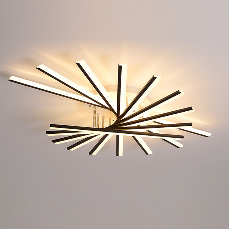 Modern Creative Fan Shaped Semi Flush Mount Ceiling Light for Living Room