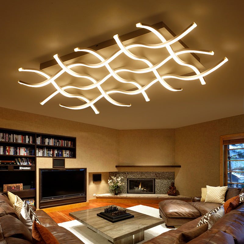 Minimalistic Metal Curved Tubes Flush Mount Ceiling Light for Living Room