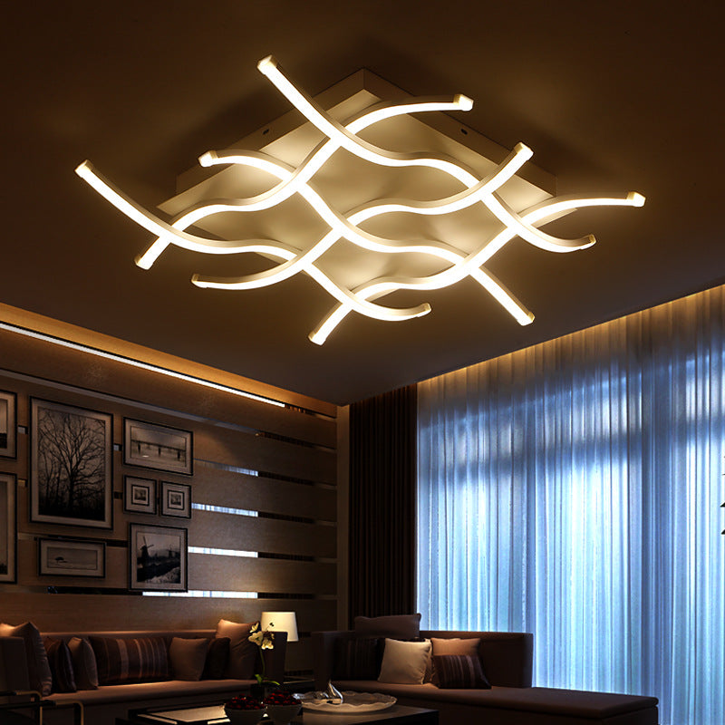 Minimalistic Metal Curved Tubes Flush Mount Ceiling Light for Living Room