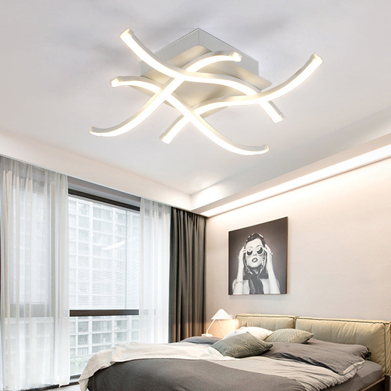 Minimalistic Metal Curved Tubes Flush Mount Ceiling Light for Living Room