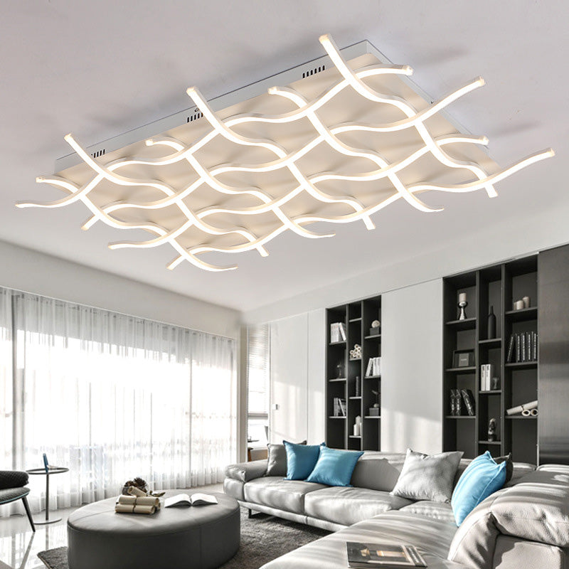 Minimalistic Metal Curved Tubes Flush Mount Ceiling Light for Living Room