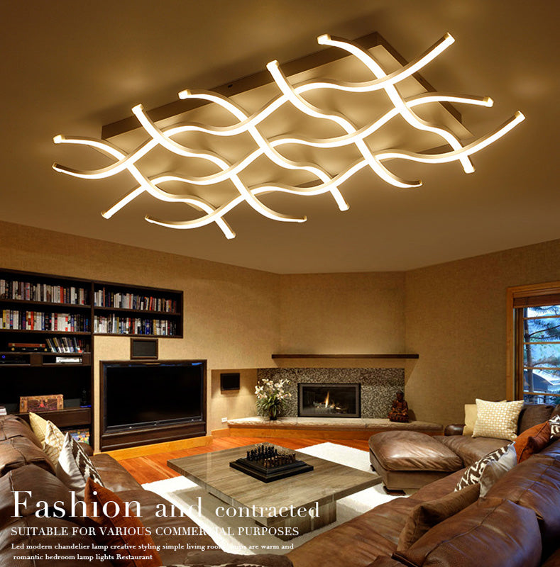 Minimalistic Metal Curved Tubes Flush Mount Ceiling Light for Living Room