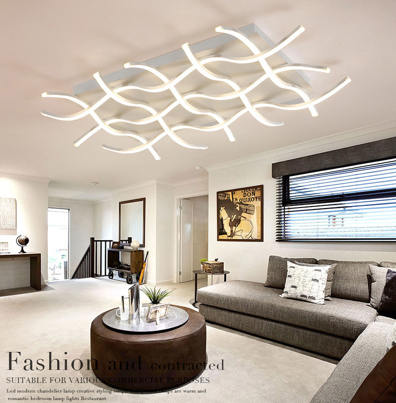 Minimalistic Metal Curved Tubes Flush Mount Ceiling Light for Living Room