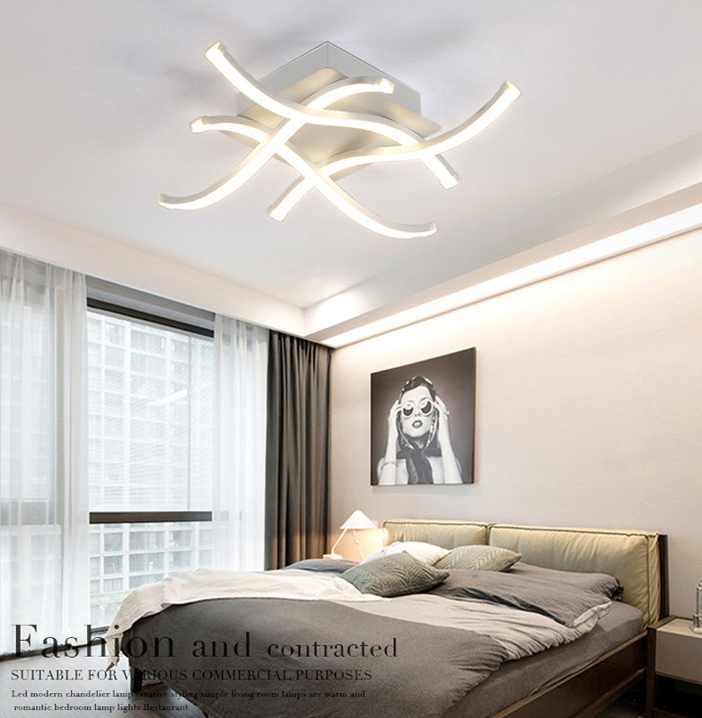 Minimalistic Metal Curved Tubes Flush Mount Ceiling Light for Living Room