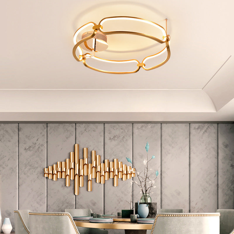 Modern Metal Circular Ring Flush Mount Ceiling Light Fixture for Living Room