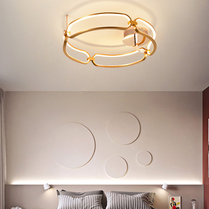 Modern Metal Circular Ring Flush Mount Ceiling Light Fixture for Living Room