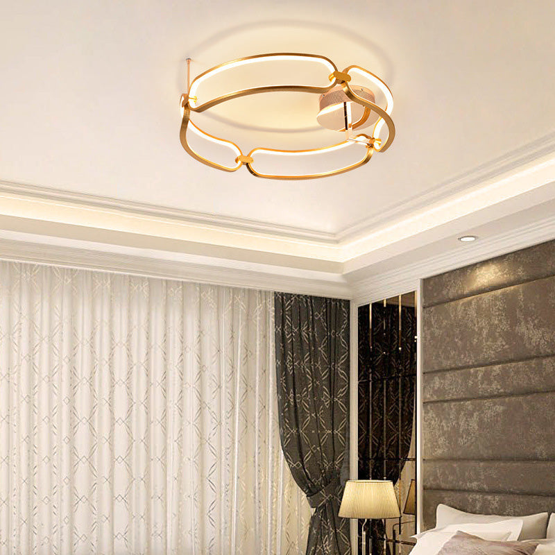 Modern Metal Circular Ring Flush Mount Ceiling Light Fixture for Living Room