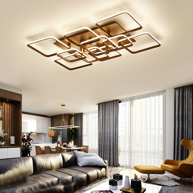 Contemporary Traverse Semi Flush Mount Ceiling Light for Living Room Bedroom