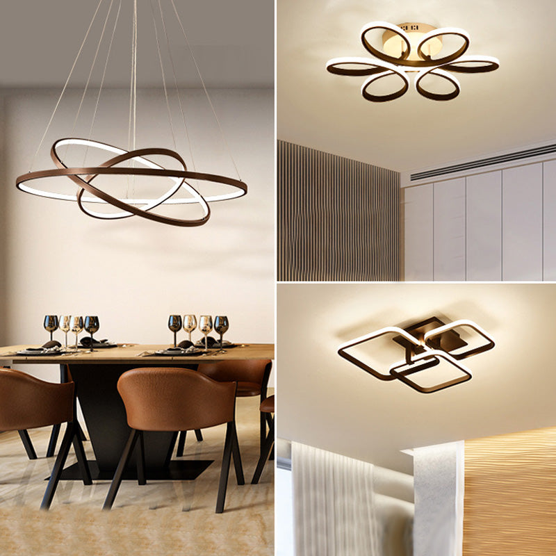 Contemporary Traverse Semi Flush Mount Ceiling Light for Living Room Bedroom