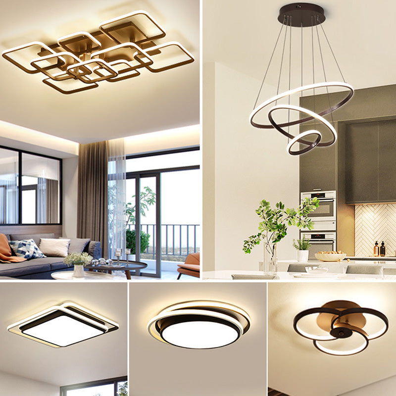 Contemporary Traverse Semi Flush Mount Ceiling Light for Living Room Bedroom