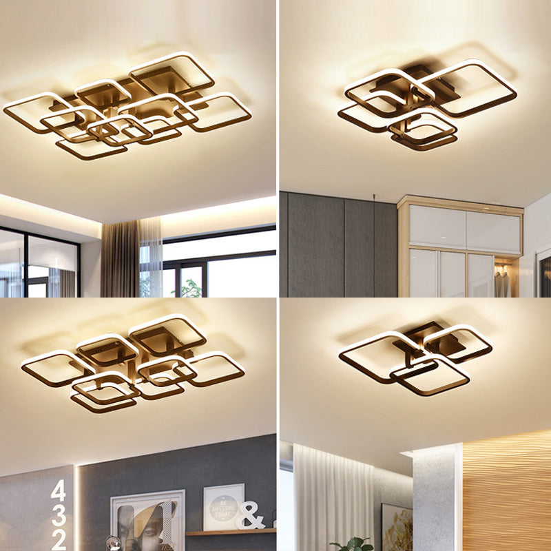 Contemporary Traverse Semi Flush Mount Ceiling Light for Living Room Bedroom