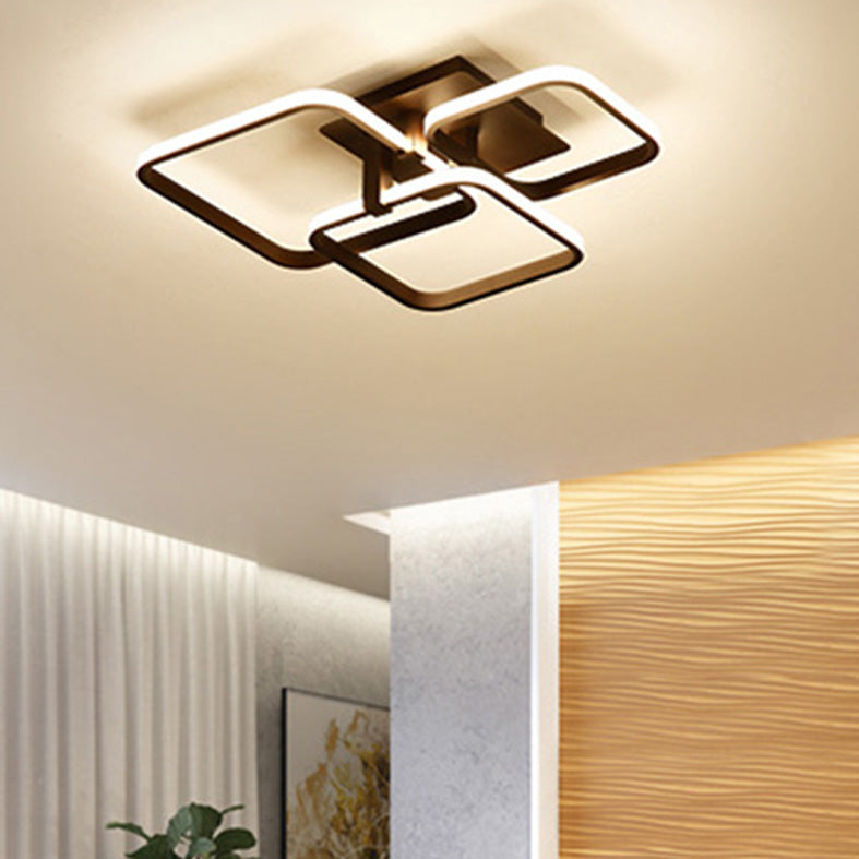 Contemporary Traverse Semi Flush Mount Ceiling Light for Living Room Bedroom