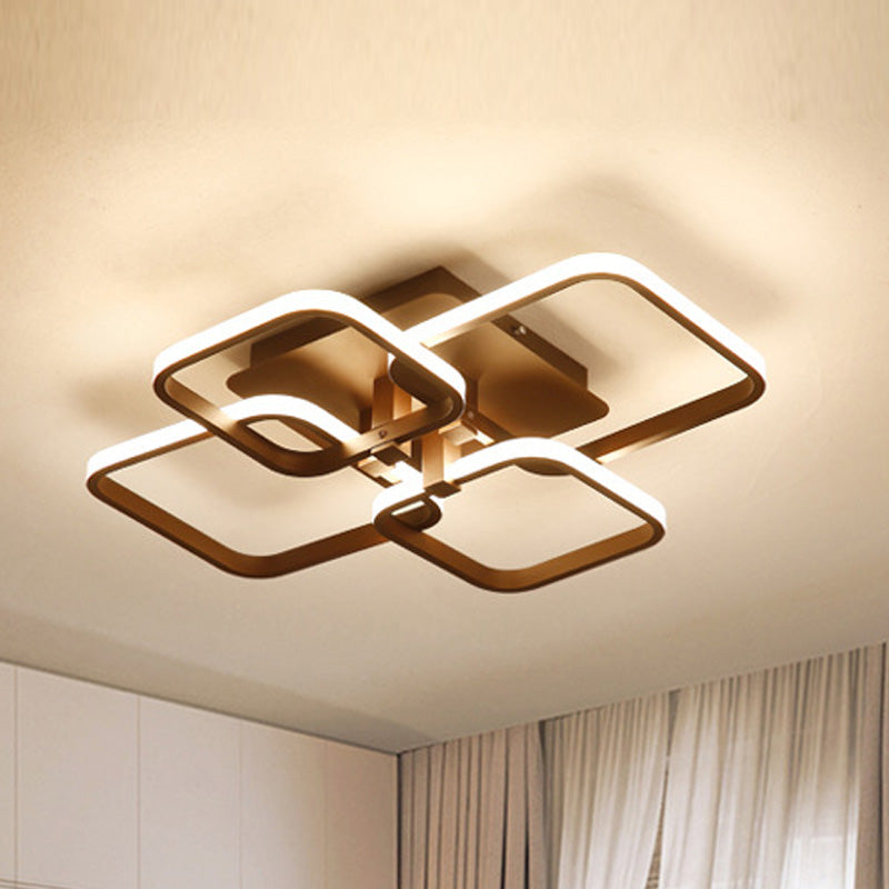 Hedendaagse semi -flush mount plafondlampen met ijzeren kunst voor woonkamer