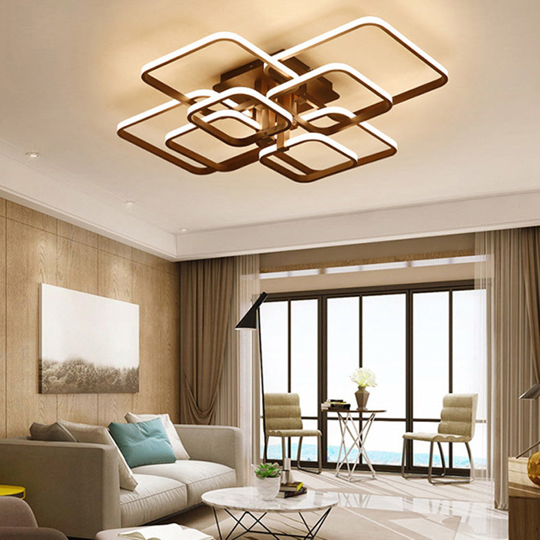 Contemporary Semi Flush Mount Ceiling Lights with Iron Art for Living Room