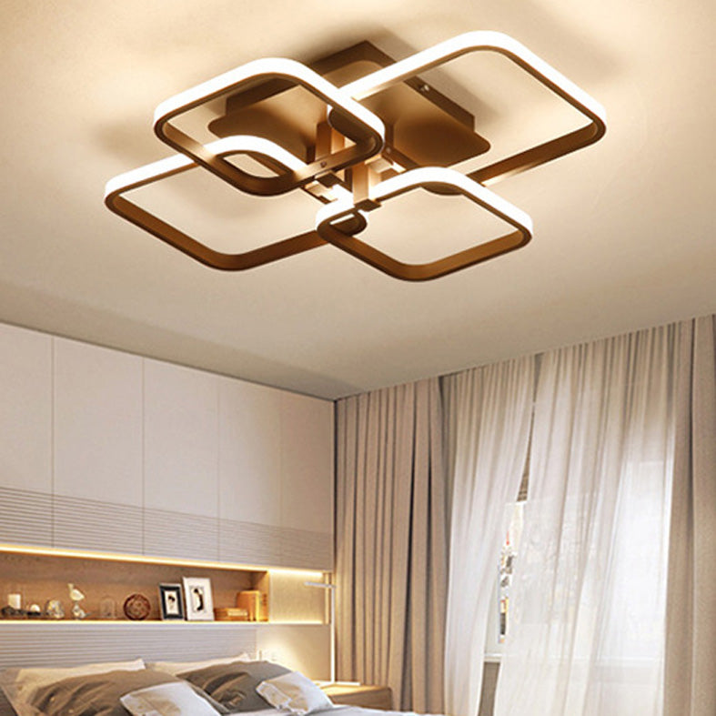 Hedendaagse semi -flush mount plafondlampen met ijzeren kunst voor woonkamer