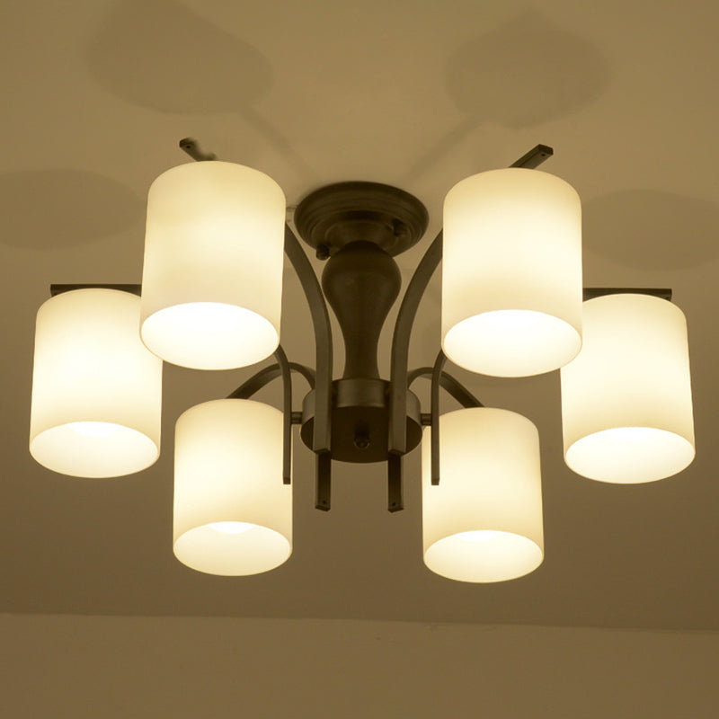 Black Sputnik Semi Flush Mount in traditionele stijl smeedijzeren plafondlicht met glazen schaduw