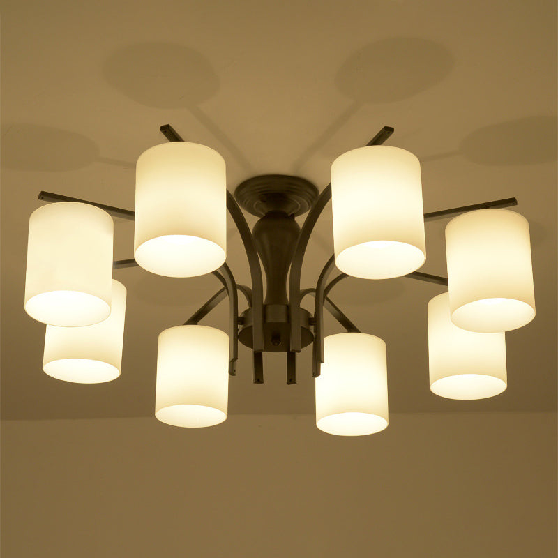 Black Sputnik Semi Flush Mount in traditionele stijl smeedijzeren plafondlicht met glazen schaduw